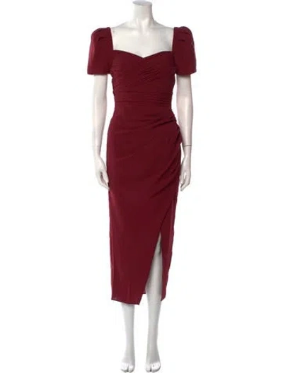 Pre-owned Self-portrait Square Neckline Long Dress In Burgundy
