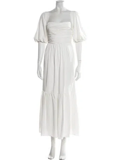 Pre-owned Self-portrait Square Neckline Long Dress In White