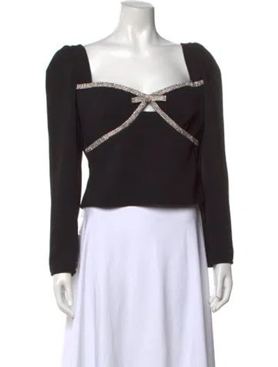 Pre-owned Self-portrait Square Neckline Long Sleeve Top In Black