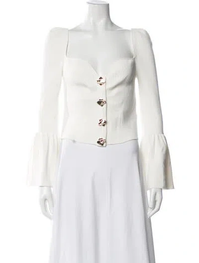 Pre-owned Self-portrait Square Neckline Long Sleeve Top In White