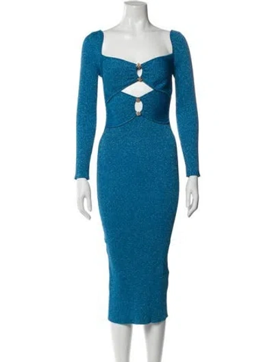 Pre-owned Self-portrait Square Neckline Midi Length Dress