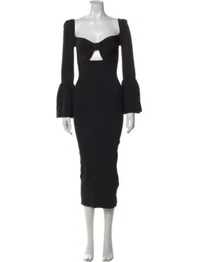 Pre-owned Self-portrait Square Neckline Midi Length Dress W/ Tags In Black