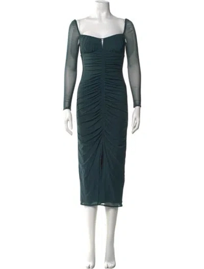 Pre-owned Self-portrait Square Neckline Midi Length Dress W/ Tags In Green