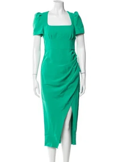 Pre-owned Self-portrait Square Neckline Midi Length Dress W/ Tags In Green