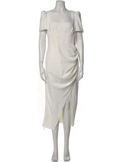 Pre-owned Self-portrait Square Neckline Midi Length Dress In White