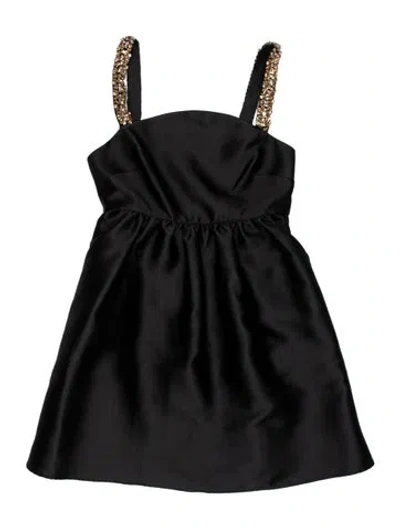 Pre-owned Self-portrait Square Neckline Mini Dress In Black