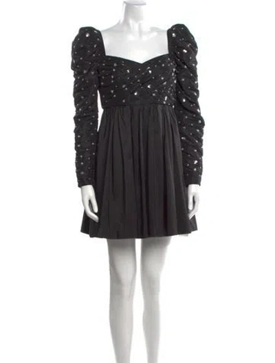 Pre-owned Self-portrait Square Neckline Mini Dress In Black