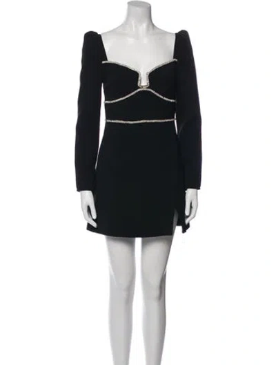 Pre-owned Self-portrait Square Neckline Mini Dress In Black