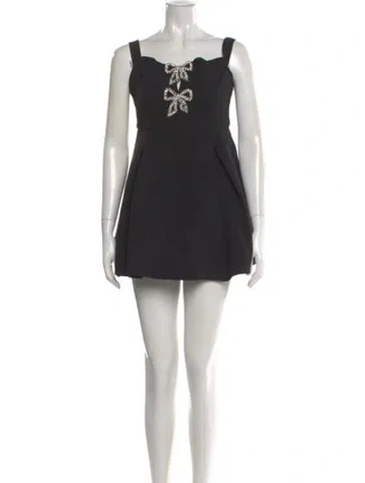Pre-owned Self-portrait Square Neckline Mini Dress In Black