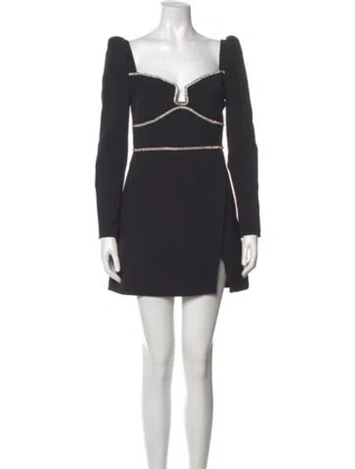 Pre-owned Self-portrait Square Neckline Mini Dress In Black