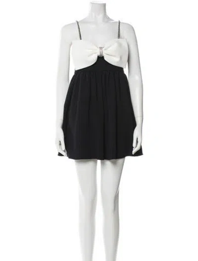 Pre-owned Self-portrait Square Neckline Mini Dress In Black