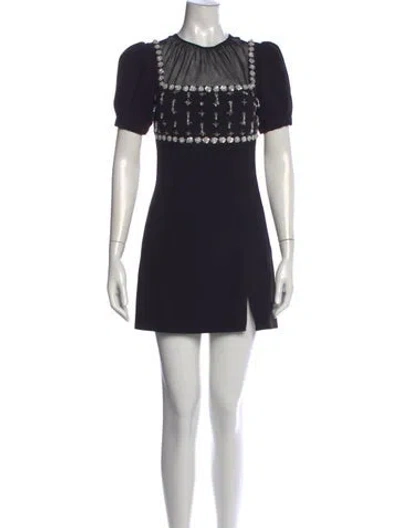 Pre-owned Self-portrait Square Neckline Mini Dress In Black