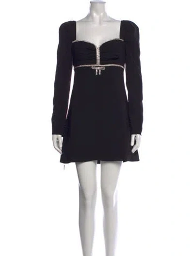 Pre-owned Self-portrait Square Neckline Mini Dress In Black