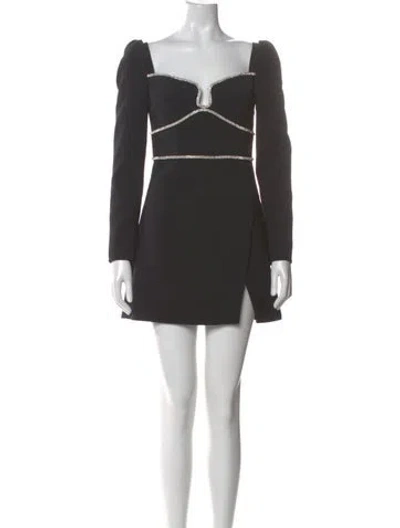 Pre-owned Self-portrait Square Neckline Mini Dress In Gray