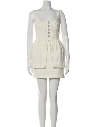 Pre-owned Self-portrait Square Neckline Mini Dress In Neutral
