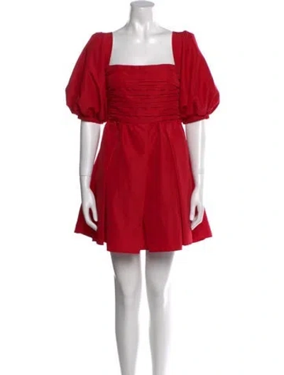 Pre-owned Self-portrait Square Neckline Mini Dress In Red