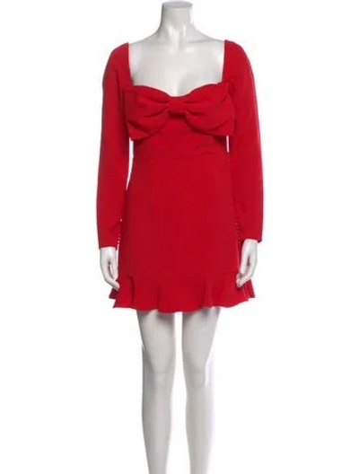 Pre-owned Self-portrait Square Neckline Mini Dress In Red