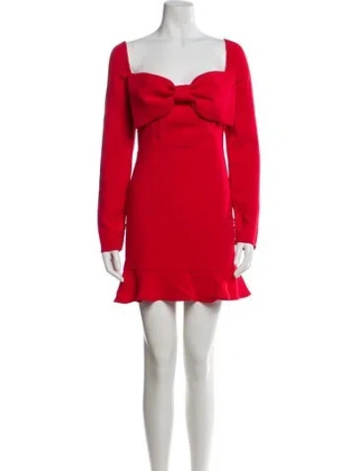 Pre-owned Self-portrait Square Neckline Mini Dress In Red