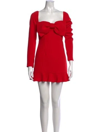 Pre-owned Self-portrait Square Neckline Mini Dress In Red