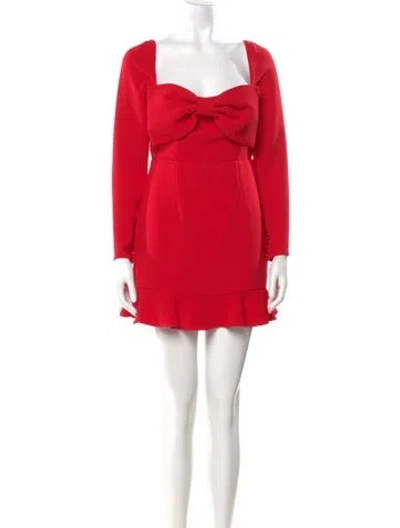 Pre-owned Self-portrait Square Neckline Mini Dress In Red