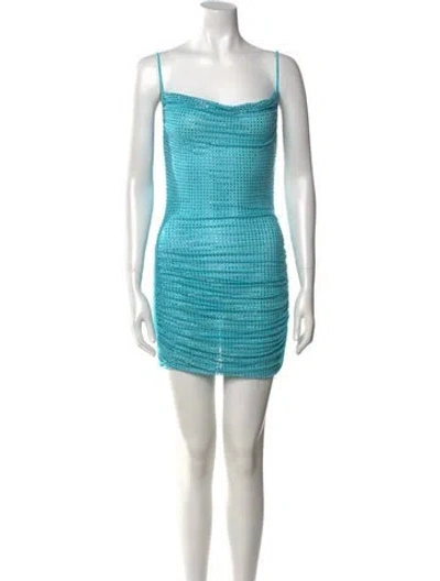 Pre-owned Self-portrait Square Neckline Mini Dress W/ Tags In Blue