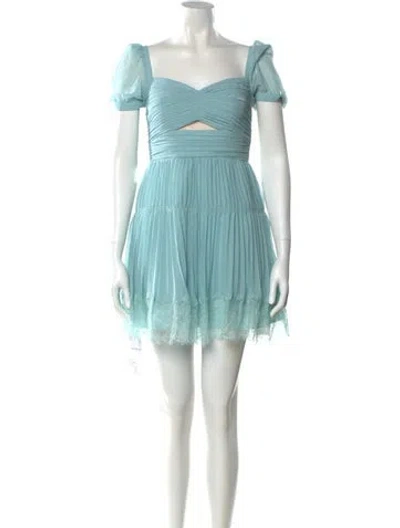 Pre-owned Self-portrait Square Neckline Mini Dress W/ Tags In Blue