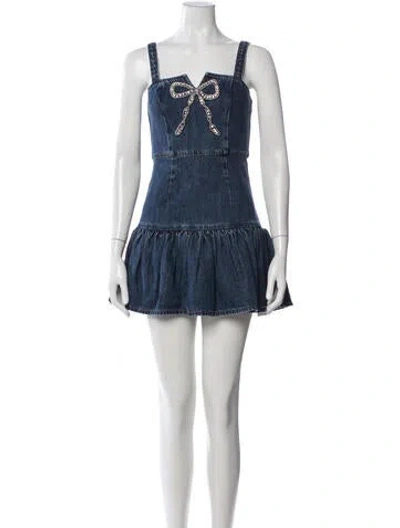 Pre-owned Self-portrait Square Neckline Mini Dress W/ Tags In Blue