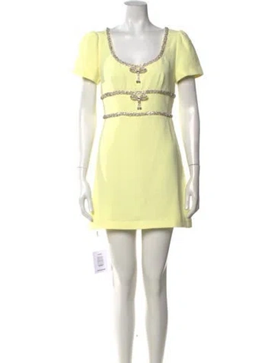 Pre-owned Self-portrait Square Neckline Mini Dress W/ Tags In Yellow