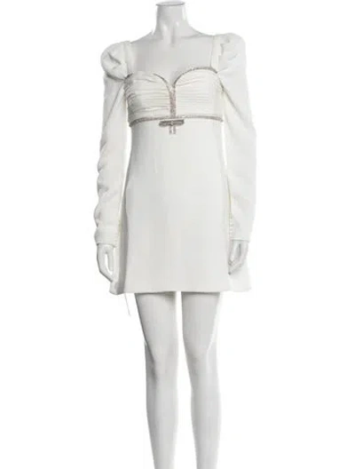 Pre-owned Self-portrait Square Neckline Mini Dress In White