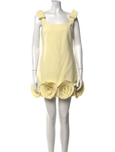 Pre-owned Self-portrait Square Neckline Mini Dress In Yellow