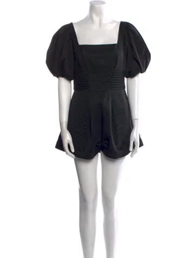 Pre-owned Self-portrait Square Neckline Romper In Black