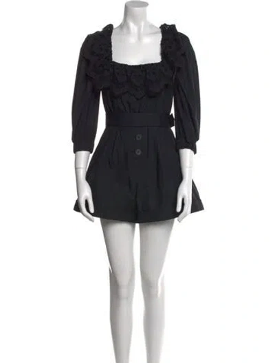 Pre-owned Self-portrait Square Neckline Romper In Black