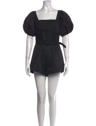Pre-owned Self-portrait Square Neckline Romper In Black