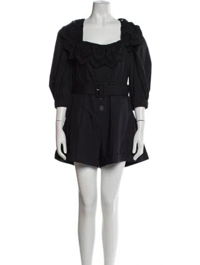Pre-owned Self-portrait Square Neckline Romper In Blue