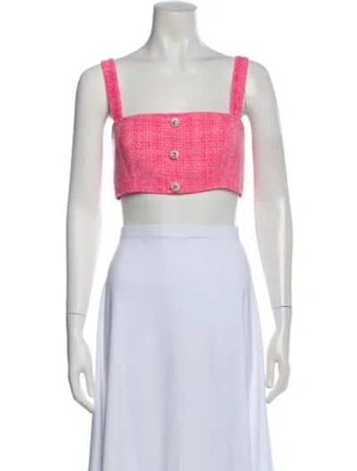 Pre-owned Self-portrait Square Neckline Sleeveless Crop Top W/ Tags In Pink