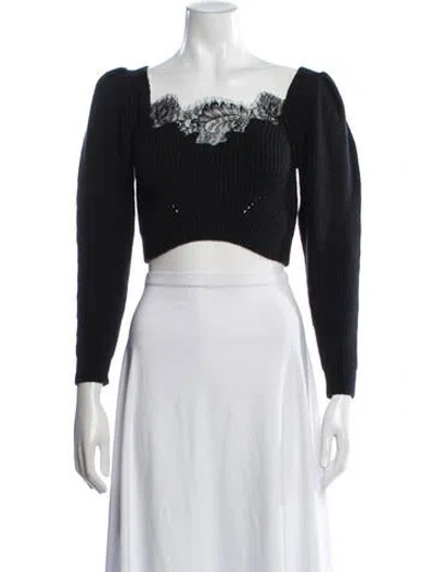 Pre-owned Self-portrait Square Neckline Sweater In Black