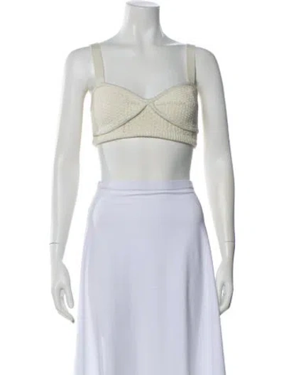 Pre-owned Self-portrait Square Neckline Sweater In White