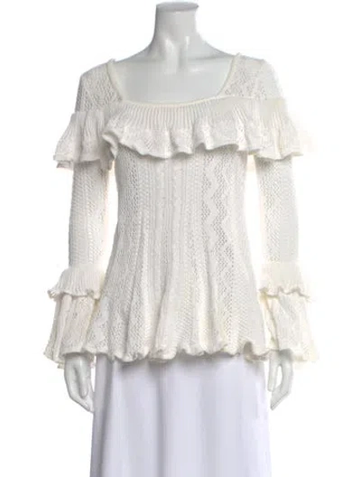Pre-owned Self-portrait Square Neckline Sweater In White