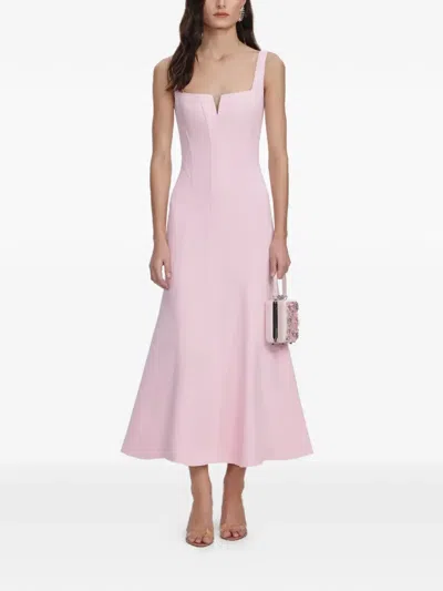 Self-portrait Square-neck Midi Dress In Pink