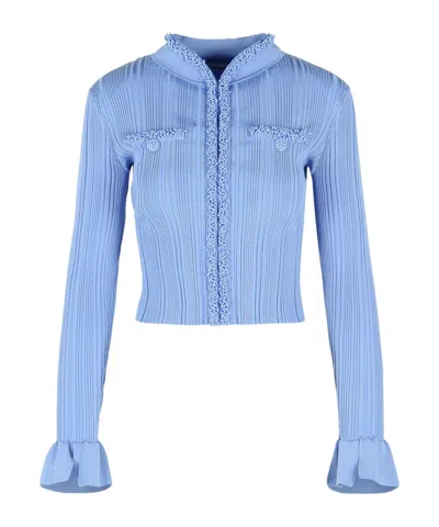 Self-portrait Stand Collar Jacket In Blue