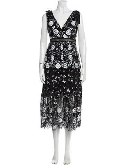 Pre-owned Self-portrait Starlet Deco Sequin Tiered Midi Dress Midi Length Dress In Black