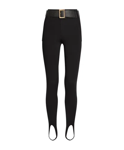 Self-portrait Stirrup Belted Knit Leggings In Black