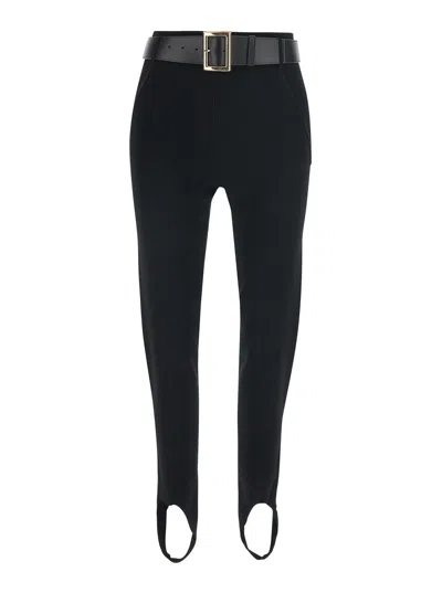 Self-portrait Viscose High-waist With Stirrup Detail Leggings In Black