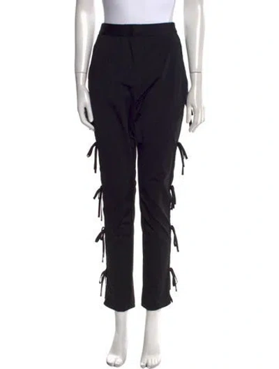 Pre-owned Self-portrait Straight Leg Pants In Black