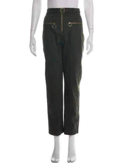 Pre-owned Self-portrait Straight Leg Pants In Green