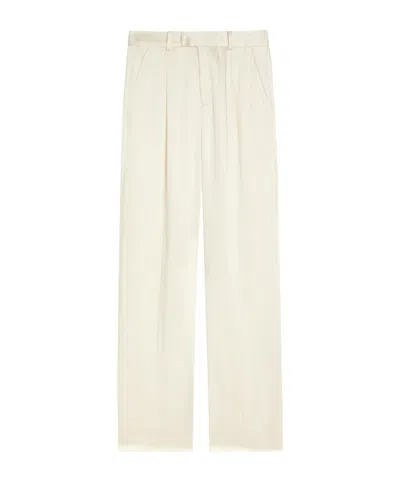 Self-portrait Straight-leg Satin Trousers In Neutral