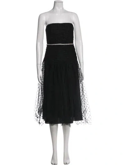 Pre-owned Self-portrait Strapless Knee-length Dress In Black