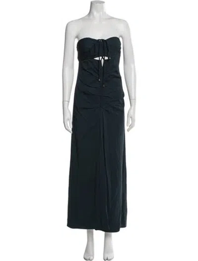 Pre-owned Self-portrait Strapless Midi Length Dress In Green