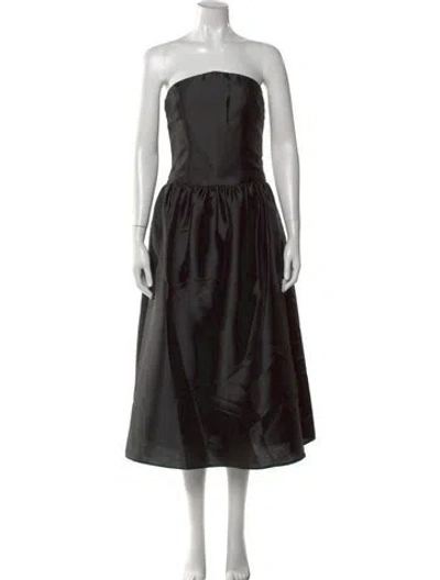 Pre-owned Self-portrait Strapless Midi Length Dress W/ Tags In Black