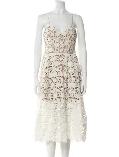 Pre-owned Self-portrait Strapless Midi Length Dress In White